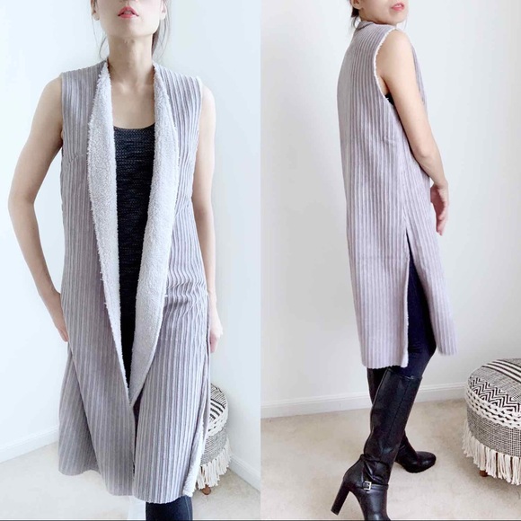 CORDUROY LONG VEST WITH SHEARLING SHERPA LINED- CORDUROY - Picture 14 of 14